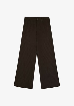 Bershka, WIDE-LEG - TROUSERS - Broek - dark brown