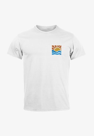 Neverless, LOGO PRINT SOMMER SONNE WELLE STRAND BEACH STYLE - Print T-shirt - weiß