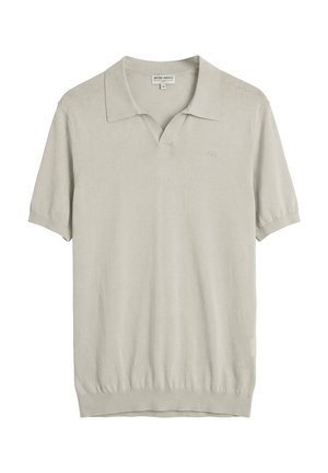 Lichtgrijs poloshirt met korte mouwen, open kraag en subtiel geborduurd logo op de linkerborst, maat medium van Antony Morato.