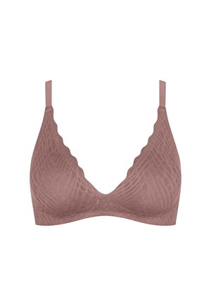 Ασύρματο σουτιέν μωβ με κυματιστά άκρα και υφασμάτινη υφή, με ρυθμιζόμενους ιμάντες στον ώμο.