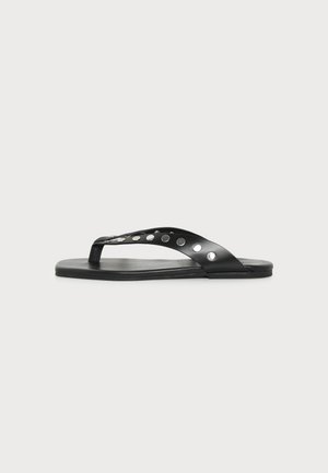 ALOHAS OLA STUDS BLACK LEATHER SANDALS - Παντόφλες - studs black