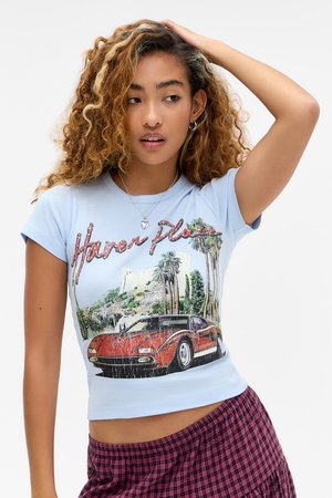 HAVEN DIAMANTE BABY TEE - Nyomott mintás póló - blue