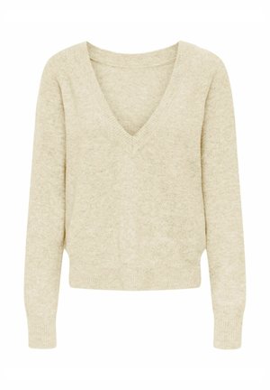 ONLY, ONLRENE LS V-NECK REVERSIBEL KNT NOOS - Svetrík - birch