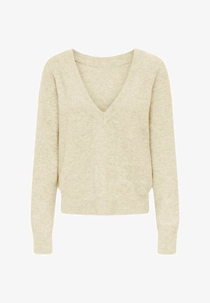 ONLY, ONLRENE LS V-NECK REVERSIBEL KNT NOOS - Svetrík - birch