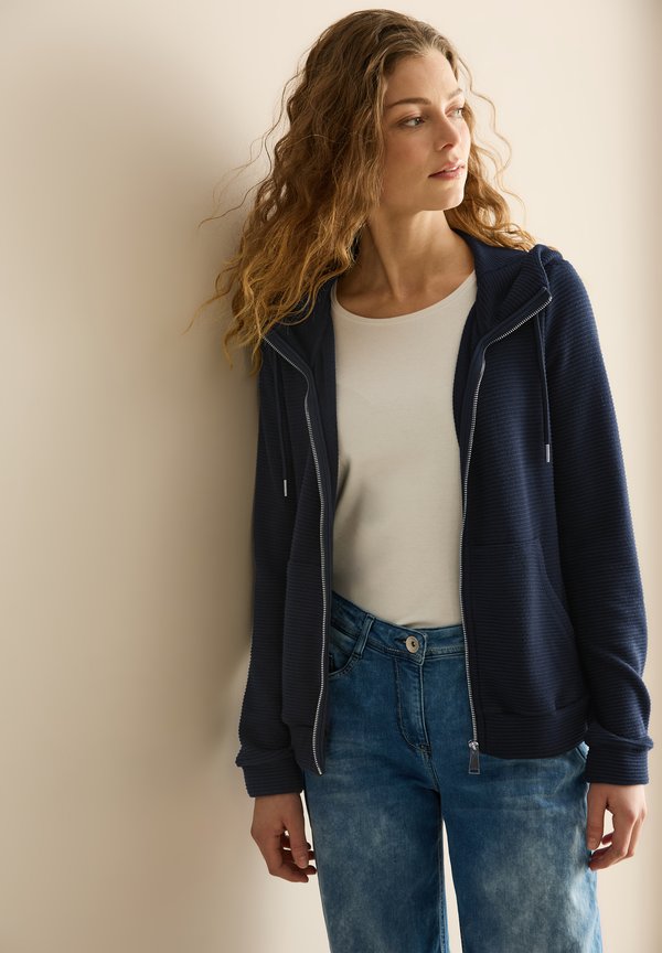 MIT STRUKTUR - Sweatjacke - blau