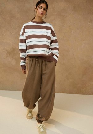 Next, REGULAR FIT - CREW NECK STRIPED SWEATSHIRT - Sweatshirt - chocolate brown blue pink