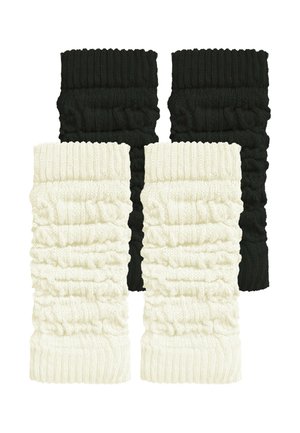 2 PAAR - Stulpen - schwarz wollweiß