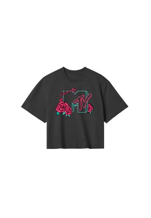 MTV DRAWN ROSE - T-shirt print - black