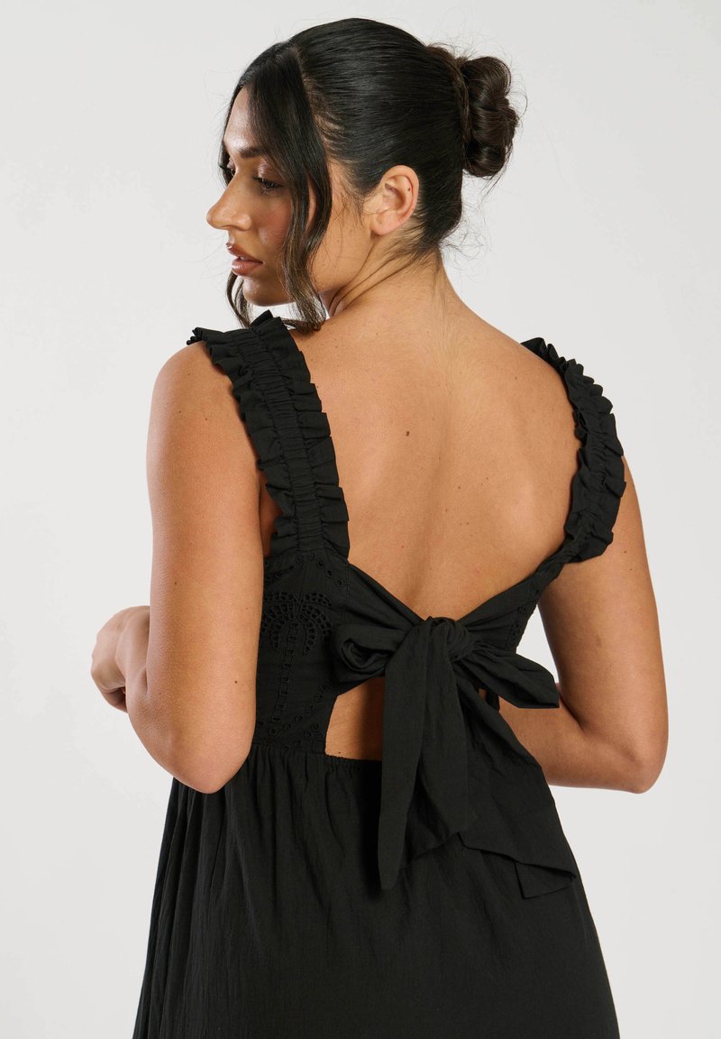 South Beach BRODERIE TIE PALM MAXI - Maxi dress - black - Zalando