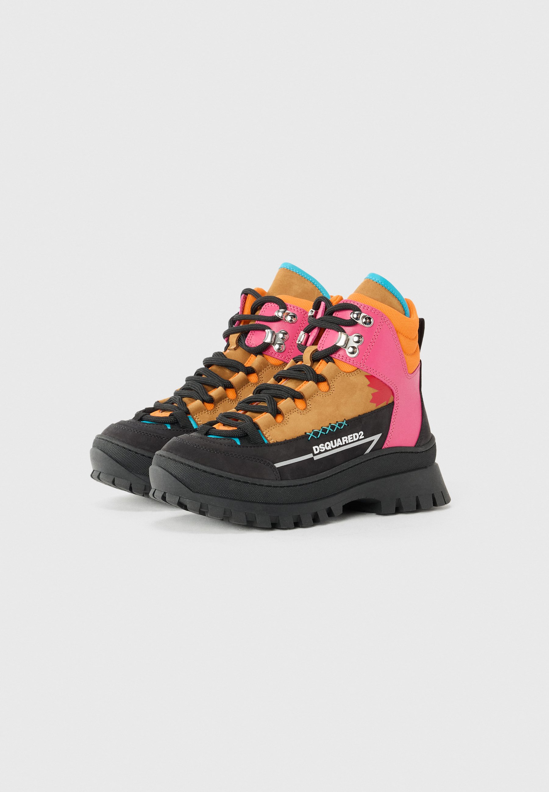 Dsquared2 UNISEX - Botine clasice - black/tan/neon pink/orange