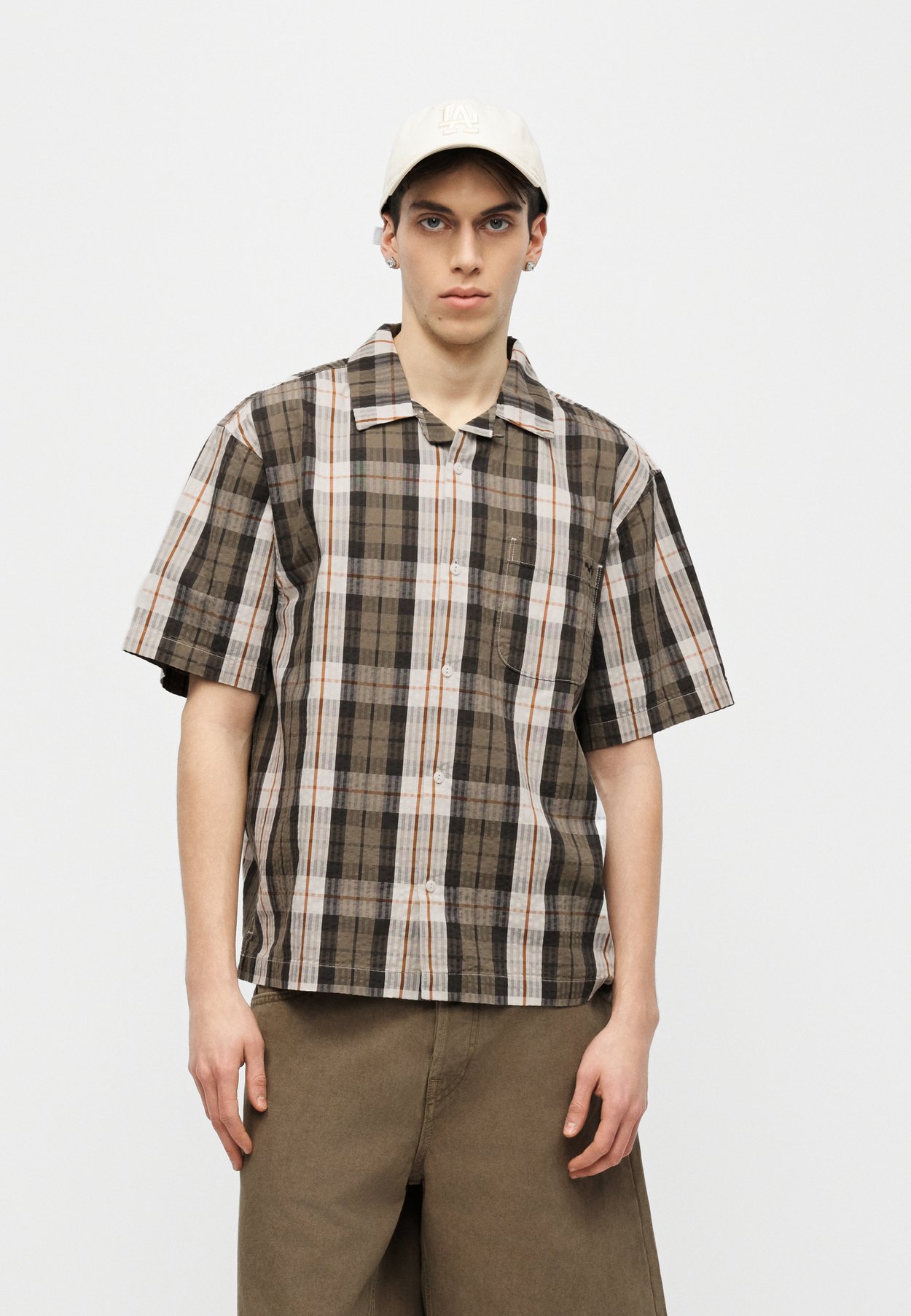 Vans SEERSUCKER PLAID - Camisa - egret/bungee cord