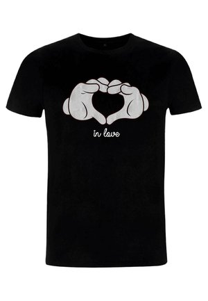 MICKEY CLASSIC GLOVE HEART UNISEX - T-shirt imprimé - black