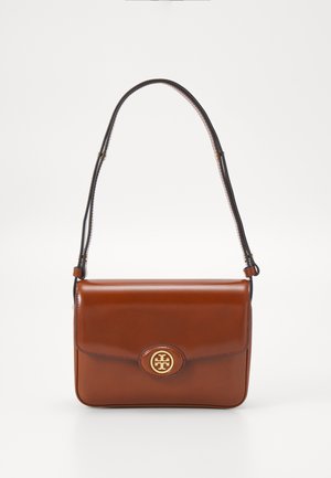 Tory Burch ROBINSON SPAZZOLATO CONVERTIBLE SHOULDER BAG - Soma ar siksnu pāri ķermenim - dark sienna
