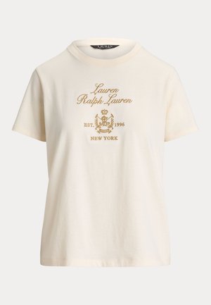 Lauren Ralph Lauren, EMBROIDERED-CREST COTTON JERSEY TEE - T-shirt imprimé - mascarpone cream