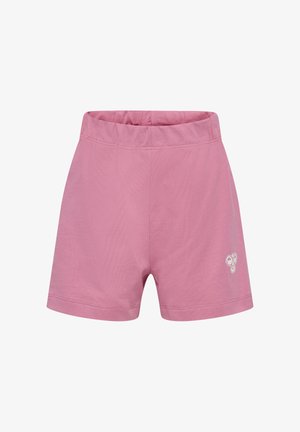 Rosa Baumwollshorts mit elastischem Bund. Verfügt über ein kleines Logo am unteren rechten Bein und eine glatte Textur. Lässiges Design.