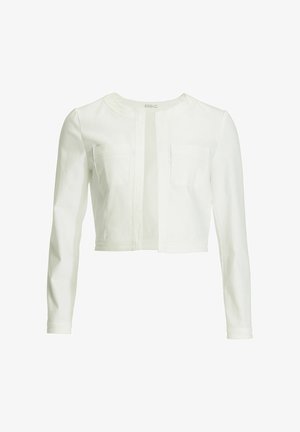 Witte cropped jas van een katoenmengsel, met lange mouwen, twee borstzakken en een ronde halslijn met een nette voorzijde opening.