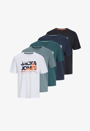 Jack & Jones, LUKE 5 PACK - Tričko s potlačou - white/black/dark blue