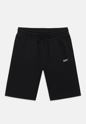 Μαύρα σορτς με ελαστική μέση και κορδόνι, πλευρικές τσέπες και μικρό λευκό λογότυπο "OFF" στο δεξί μηρό.