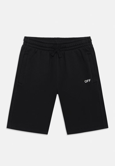 Μαύρα σορτς με ελαστική μέση και κορδόνι, πλευρικές τσέπες και μικρό λευκό λογότυπο "OFF" στο δεξί μηρό.