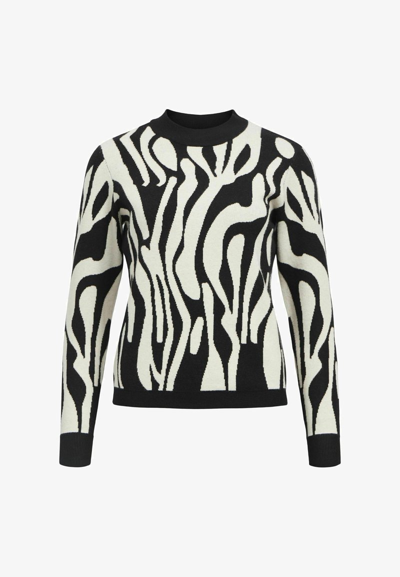 Object OBJRAY ROLL NECK - Gebreide jurk - black/desert taupe/zwart Object OBJRAY ROLL NECK - Gebreide jurk - black/desert taupe/zwart