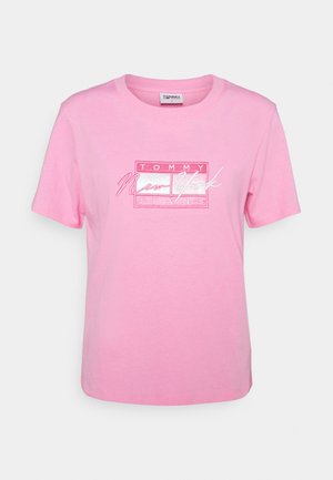 REGULAR EMBROIDERED FLAG TEE - Camiseta estampada - pink daisy