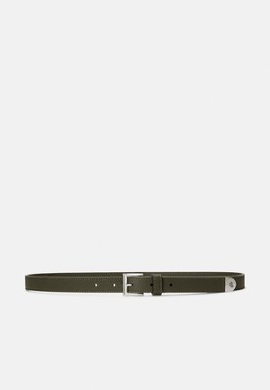 PEBBLED LEATHER SKINNY BELT - Gürtel - dark olive