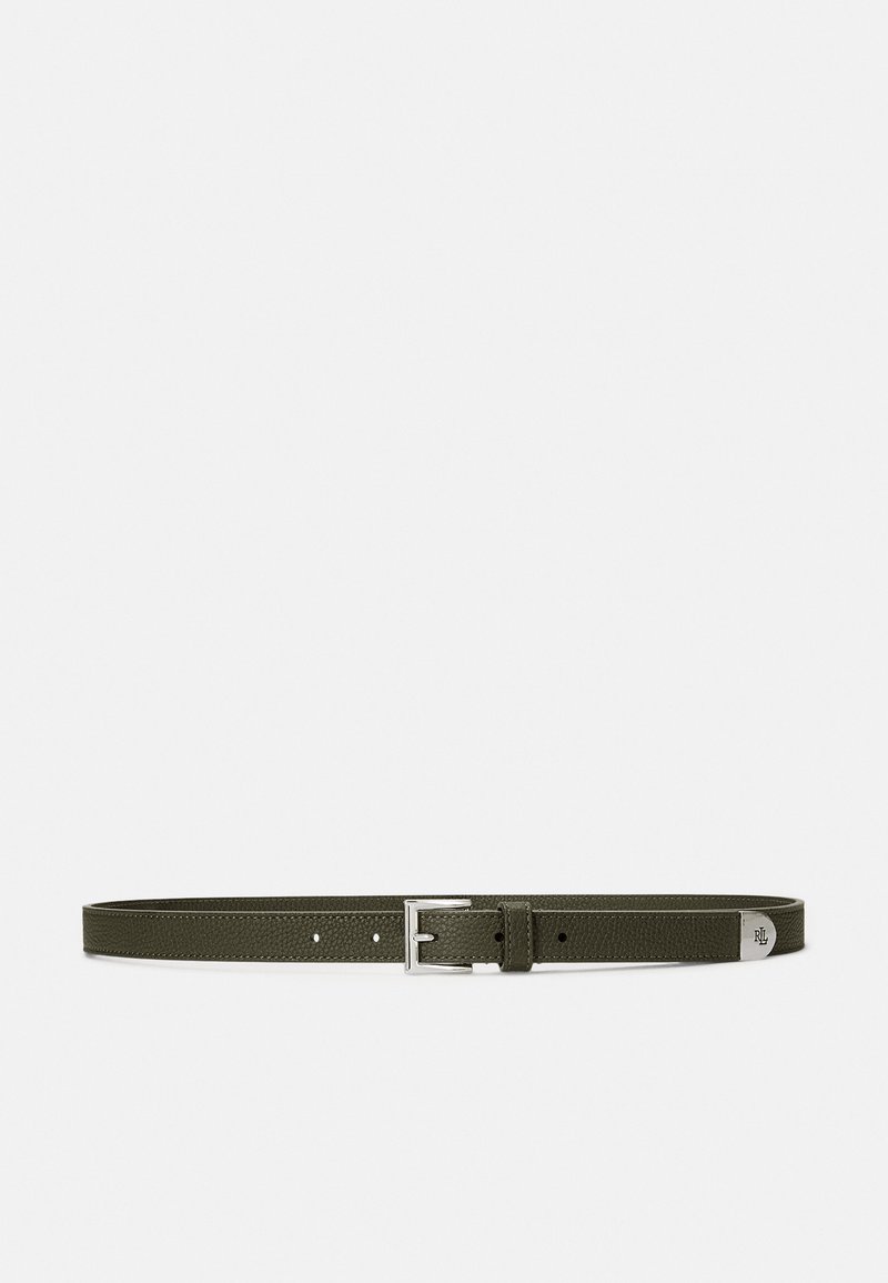 Lauren Ralph Lauren PEBBLED LEATHER SKINNY BELT - Pas - dark olive