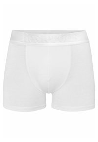 Weiße Boxershorts aus weichem Baumwollmaterial mit einem mit Logo geprägten Bund. Verfügt über ein körpernahes Design und nahtlose Beinöffnungen für zusätzlichen Komfort.