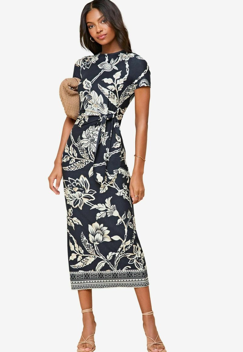 Lipsy SHORT SLEEVE MIDI - Enostavna obleka - navy blue floral