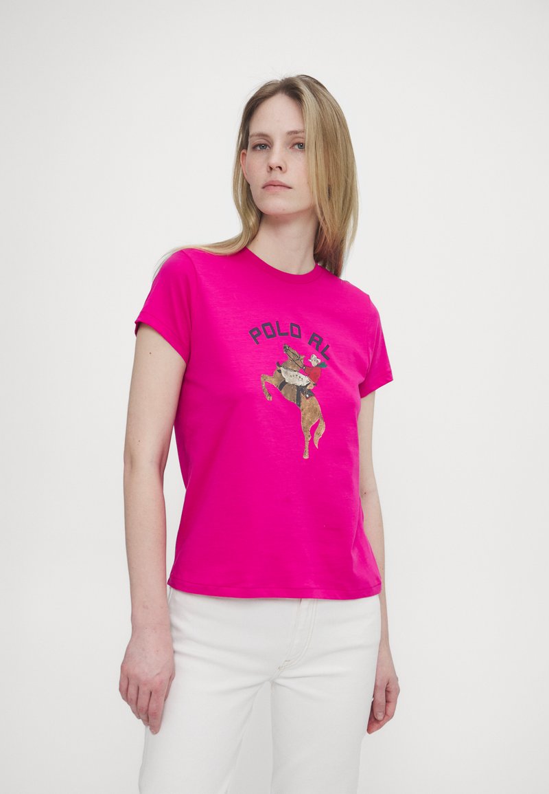 Polo Ralph Lauren HORSE TEE SHORT SLEEVE - Tricou cu imprimeu - accent pink
