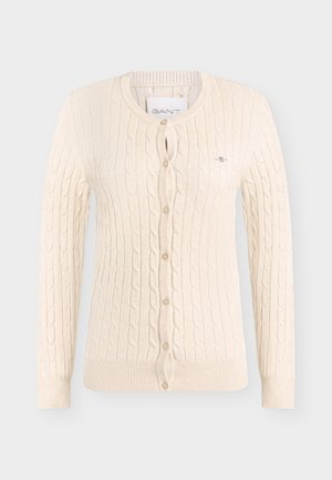 GANT, CABLE CARDIGAN - Gilet - faded beige