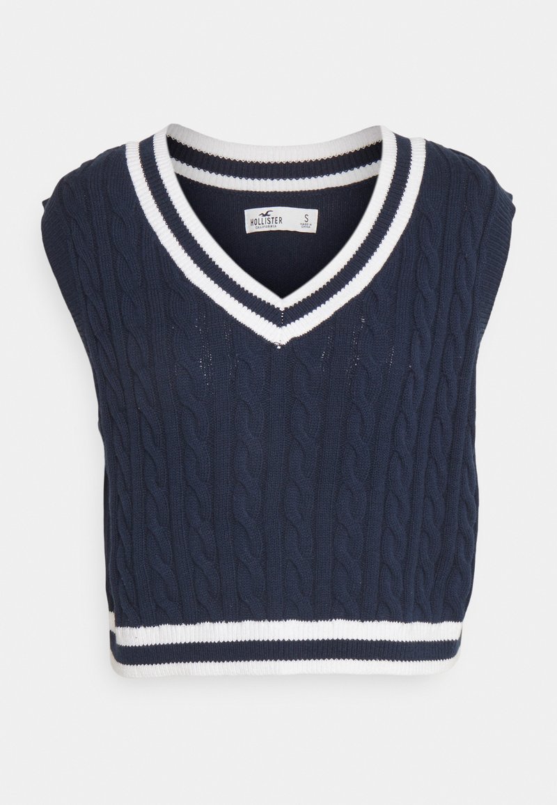 Hollister Co. SWEATER VEST - T-shirt imprimé - navy/white/blanc - ZALANDO.FR