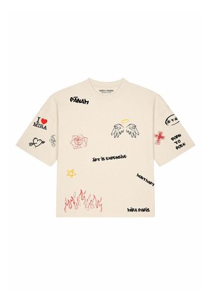 Mira Paris, GRAFFITI MIRA OVERSIZED BOXY TEE 26 UNISEX - T-Shirt print - natural raw