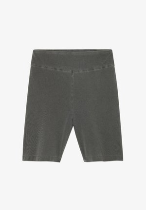 Grå ribbade cykelshorts med elastisk midja och längd till mitten av låret, med en slät yta och rena sömmar.