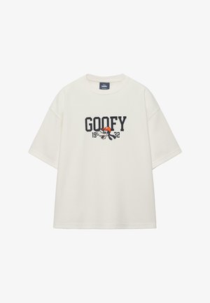 Bijela majica kratkih rukava s crnim natpisom "GOOFY", likom Goofyja s narančastim šeširom i brojem "1932" ispisanim ispod natpisa.