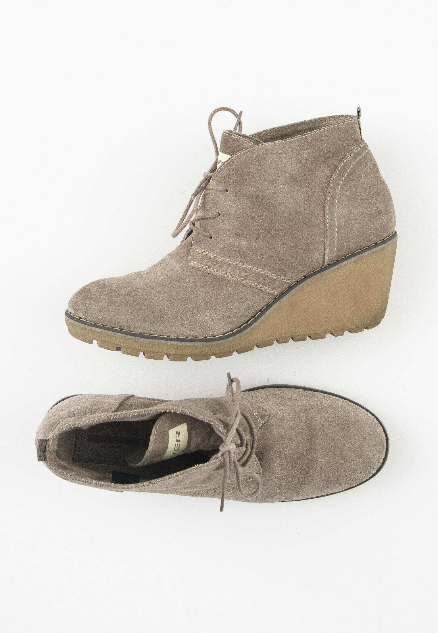 s.Oliver Enkellaarsjes met sleehak - beige - (Pre-owned) - Zalando.be