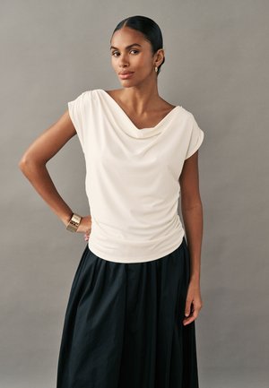 Next, SLEEVELESS DRAPED TOP.  - REGULAR FIT - T-shirt con stampa - ecru