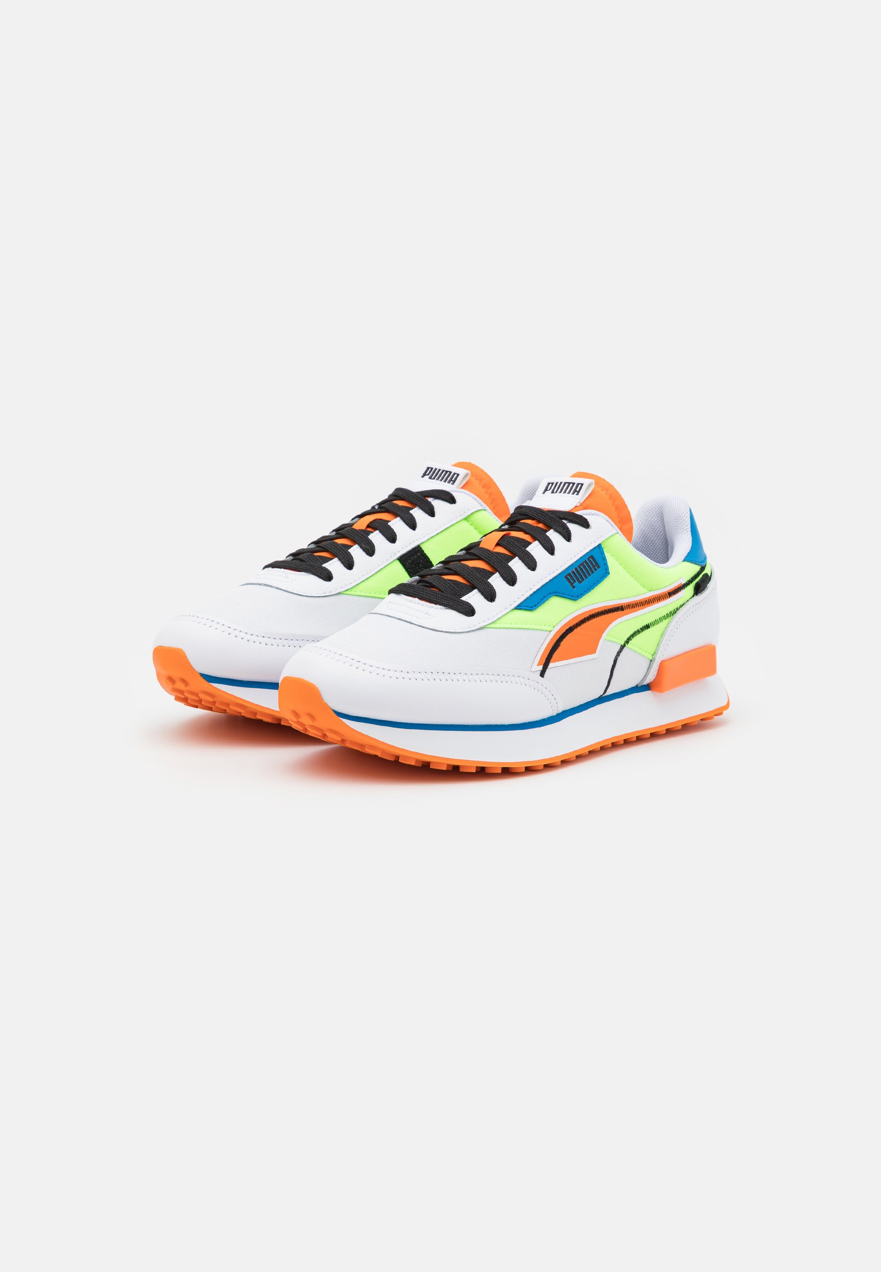 Puma FUTURE RIDER TWOFOLD UNISEX - Zapatillas - white/green glare/vibrant  orange/blanco - Zalando.es
