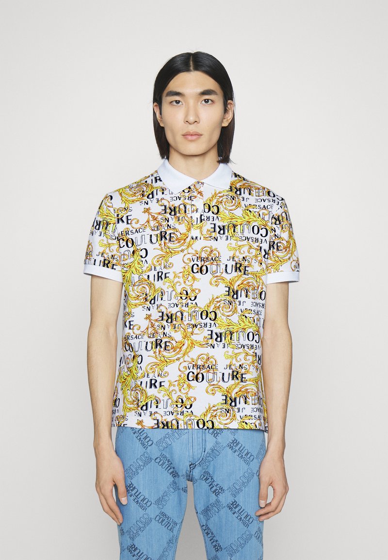 Versace Jeans Couture LOGO BAROQUE Poloshirt white/goldcoloured