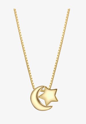 Arany nyaklánc láncszem dizájnnal, félhold és csillag medállal. Simított, polírozott felület fényvisszaverő kivitelben.