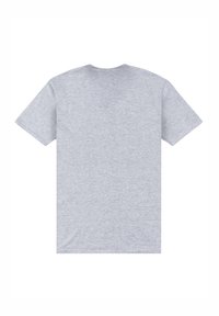 Camiseta de manga corta gris hecha de una mezcla de algodón. Presenta un cuello redondo y una textura suave sin patrones ni acentos visibles.