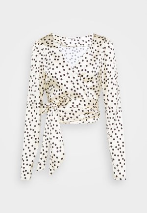 DRAPE WRAP WITH LONG SLEEVES PLUNGING NECKLINE - Blouse - polka