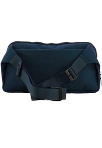 Borsa rettangolare blu navy con una superficie testurizzata, tracolla regolabile e chiusura con zip. Presenta un tessuto resistente e un design minimalista.
