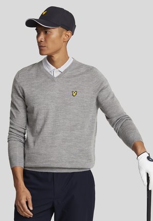 V NECK - Jumper - mid grey marl