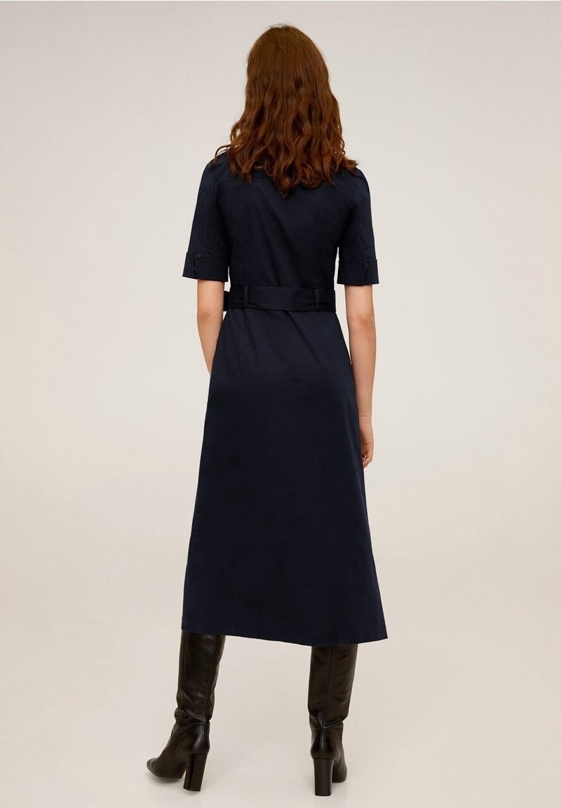 mango shirt dress navy Bow shirt dress - Women
