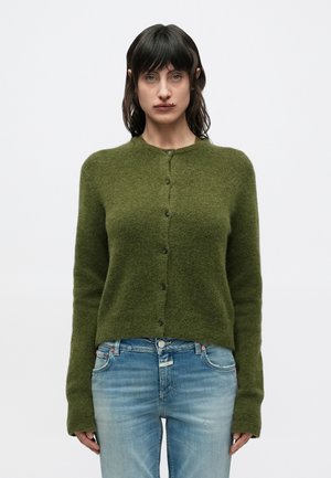 CREW NECK CARDIGAN - Gilet - deep olive