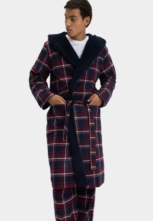 PURE CHECKED HOODED - Accappatoio - burgundy mix