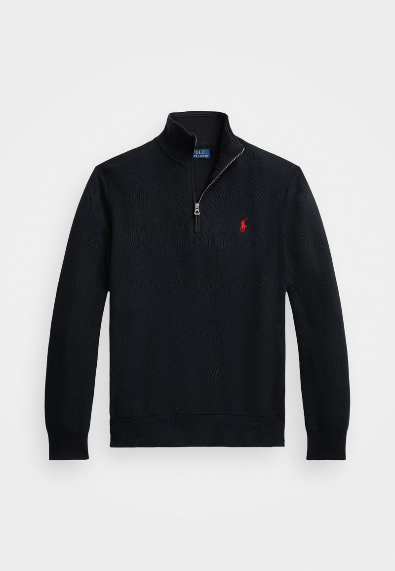 Polo Ralph Lauren KNIT COTTON QUARTER ZIP JUMPER - Trui - black