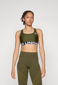 Under Armour HeatGear Mid Branded - Sujetadores deportivos con sujeción media - expedition green/white