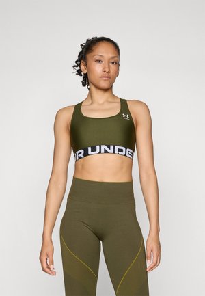 Under Armour MID BRANDED - Športni modrček s srednjo podporo - expedition green/white